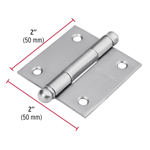 Bisagra cuadrada 2' acero inox, cabeza redonda, HERMEX | BC-204R | 43220