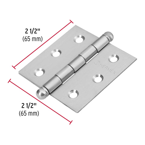 Bisagra cuadrada 2-1/2' acero inox, cabeza redonda, HERMEX | BC-254R | 43221