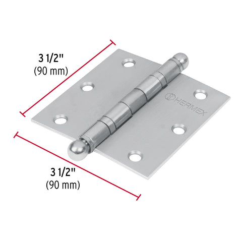 Bisagra cuadrada 3-1/2' acero inox, cabeza redonda, HERMEX | BC-354R | 43223