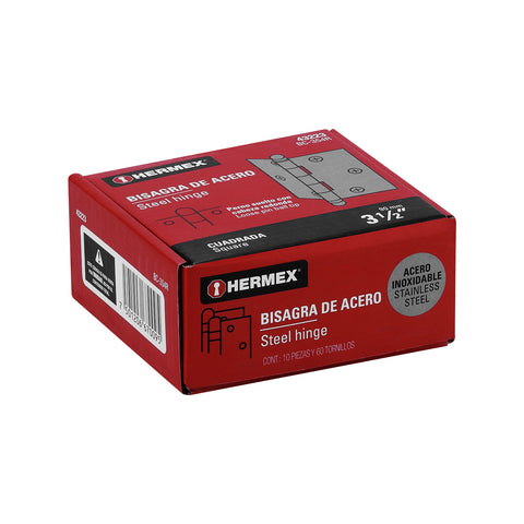 Bisagra cuadrada 3-1/2' acero inox, cabeza redonda, HERMEX | BC-354R | 43223
