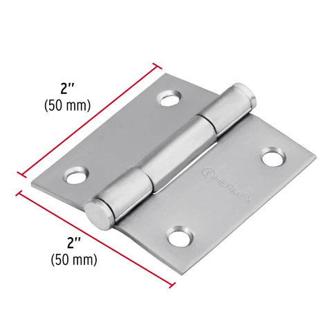 Bisagra cuadrada 2' acero inox, cabeza plana, HERMEX | BC-204P | 43225