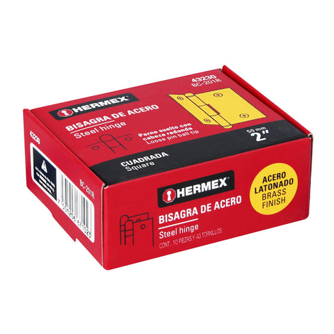 Bisagra cuadrada 2', latonado, cabeza redonda, HERMEX | BC-201R | 43230