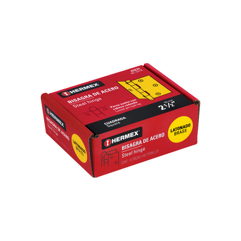 Bisagra cuadrada 2-1/2', latonado, cabeza redonda, HERMEX | BC-251R | 43231