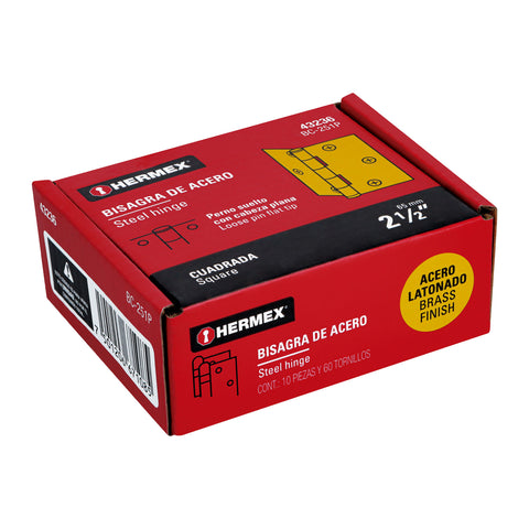 Bisagra cuadrada 2-1/2', latonado, cabeza plana, HERMEX | BC-251P | 43236
