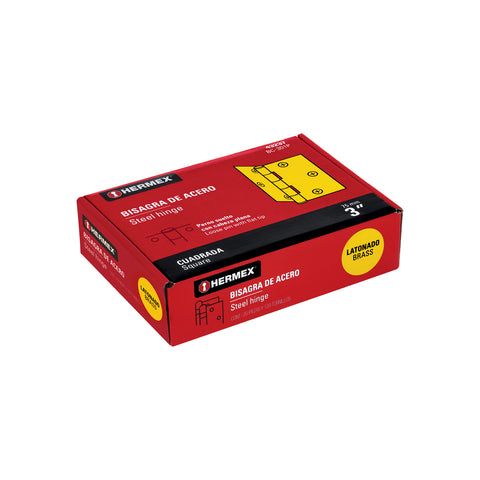Bisagra cuadrada 3', latonado, cabeza plana, HERMEX | BC-301P | 43237