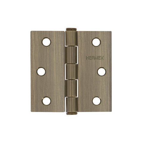 Bisagra cuadrada 2-1/2', latón antiguo, cabeza plana, HERMEX | BC-252P | 43250