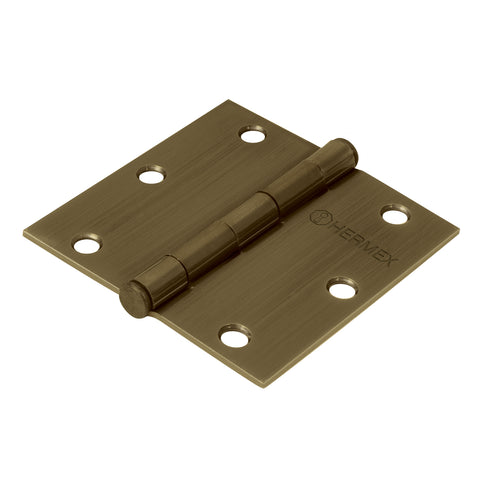 Bisagra cuadrada 3-1/2', latón antiguo, cabeza plana, HERMEX | BC-352P | 43252