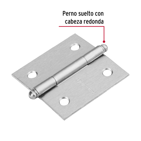 Bisagra cuadrada 2', satinado, cabeza redonda, HERMEX | BC-203R | 43254