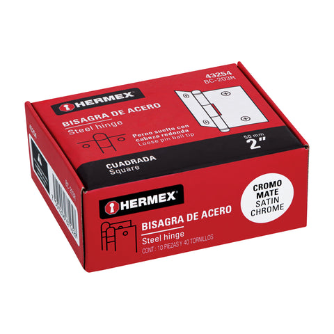 Bisagra cuadrada 2', satinado, cabeza redonda, HERMEX | BC-203R | 43254
