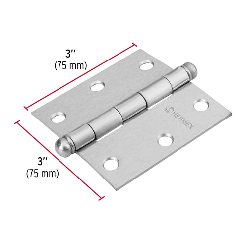 Bisagra cuadrada 3', satinado, cabeza redonda, HERMEX | BC-303R | 43256