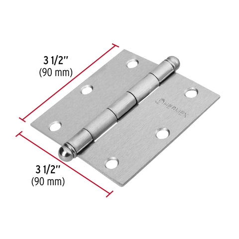Bisagra cuadrada 3-1/2', satinado, cabeza redonda, HERMEX | BC-353R | 43257