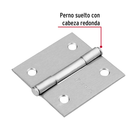 Bisagra cuadrada 2', satinado, cabeza plana, HERMEX | BC-203P | 43259