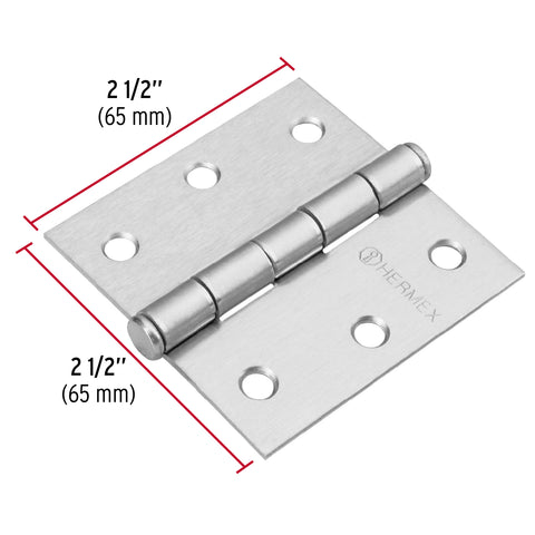 Bisagra cuadrada 2-1/2', satinado, cabeza plana, HERMEX | BC-253P | 43260