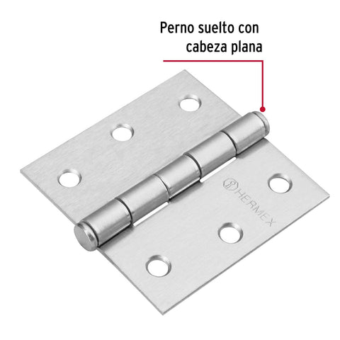 Bisagra cuadrada 2-1/2', satinado, cabeza plana, HERMEX | BC-253P | 43260