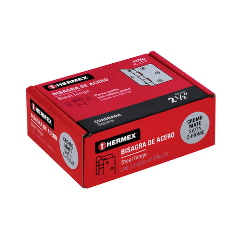 Bisagra cuadrada 2-1/2', satinado, cabeza plana, HERMEX | BC-253P | 43260