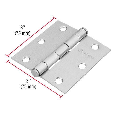 Bisagra cuadrada 3', satinado, cabeza plana, HERMEX | BC-303P | 43261