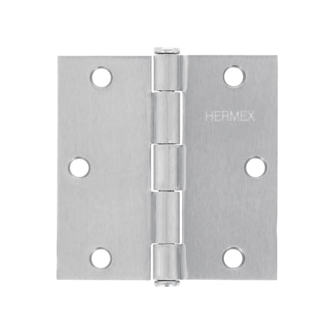 Bisagra cuadrada 3-1/2', satinado, cabeza plana, HERMEX | BC-353P | 43262