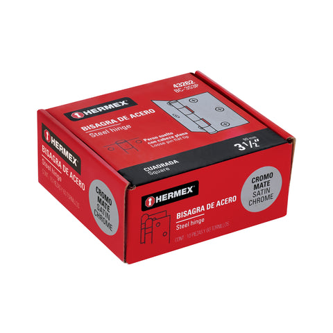 Bisagra cuadrada 3-1/2', satinado, cabeza plana, HERMEX | BC-353P | 43262