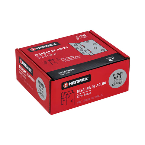 Bisagra cuadrada 4', satinado, cabeza plana, HERMEX | BC-403P | 43263