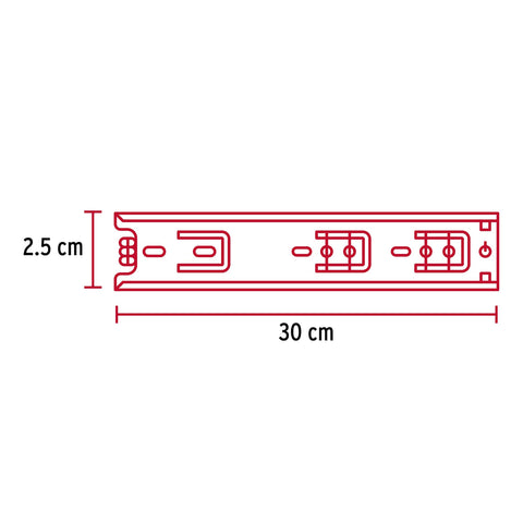 Bolsa con 2 correderas extensión 30 cm p/cajón, ancho 2.5 cm | COR-230 | 43277