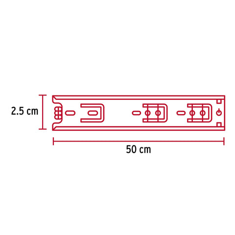 Bolsa con 2 correderas extensión 50 cm p/cajón, ancho 2.5 cm | COR-250 | 43281