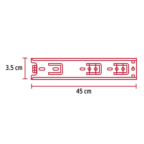 Bolsa con 2 correderas extensión 45 cm p/cajón, ancho 3.5 cm | COR-345 | 43287