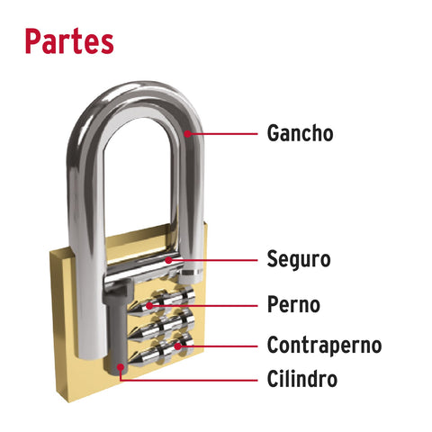 Candado de latón, 40mm, gancho corto, llave puntos, blister | CL-40Q | 43300