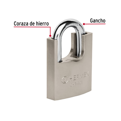 Candado de hierro 40 mm con coraza, llave anti-ganzúa | CHR-40A | 43312