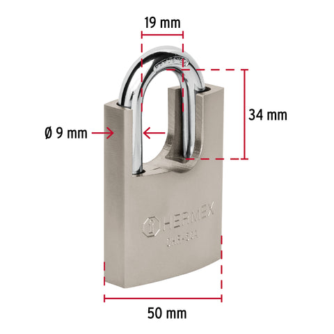 Candado de hierro 50 mm con coraza, llave anti-ganzúa | CHR-50A | 43313