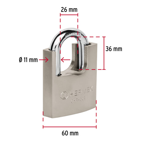 Candado de hierro 60 mm con coraza, llave anti-ganzúa | CHR-60A | 43314