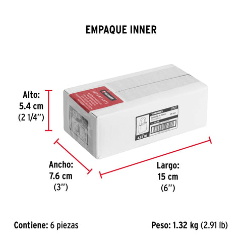 Candado de hierro 45 mm gancho corto en caja, HERMEX | CH-45 | 43316
