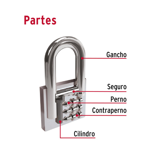 Candado de hierro 38 mm gancho largo en caja, HERMEX | CH-38L | 43323