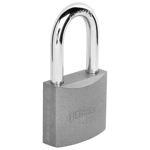 Candado de hierro 45 mm gancho largo en blíster, HERMEX | CHB-45L | 43327