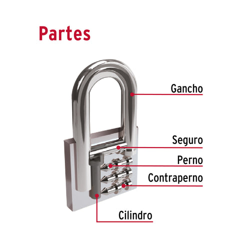 Candado de hierro 45 mm gancho largo en blíster, HERMEX | CHB-45L | 43327