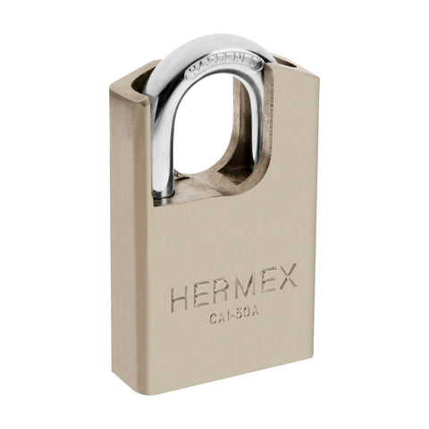 Candado de acero, máxima seguridad, 50mm, llave anti-ganzúa | CAI-50A | 43334