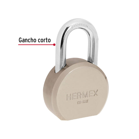 Candado redondo, 65mm, gancho corto, llave tetra, blister | CA-65X | 43338
