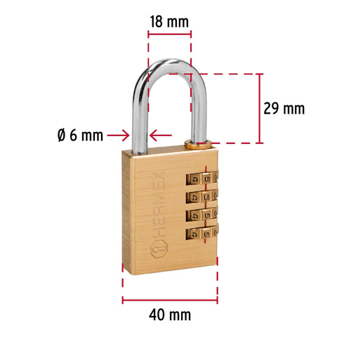 Candado de combinación 40 mm cuerpo de latón en blíster | CL-40C | 43348