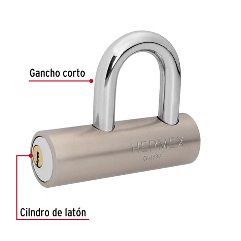 Candado de acero, 109mm, gancho corto, llave de puntos | CA-109Q | 43365