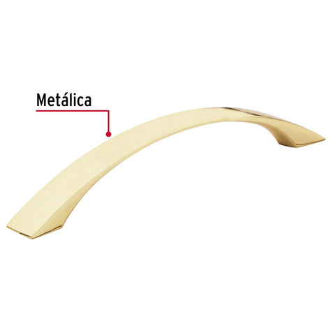 Jaladera de 128mm, línea Moderna, latón brillante, HERMEX | JAL-0721 | 43374