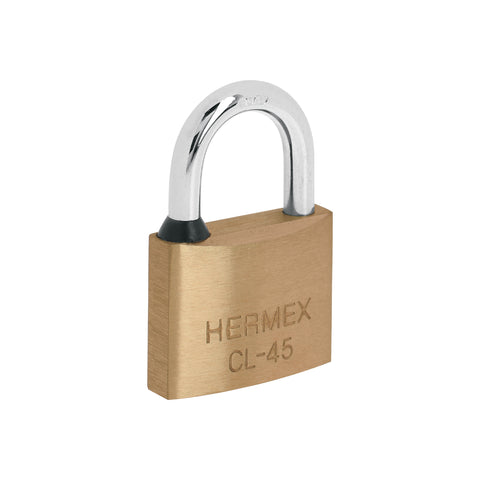 Candado de latón 45 mm gancho corto en blíster, HERMEX | CL-45 | 43429