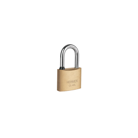 Candado de latón 40 mm gancho largo en blíster, HERMEX | CL-40L | 43437
