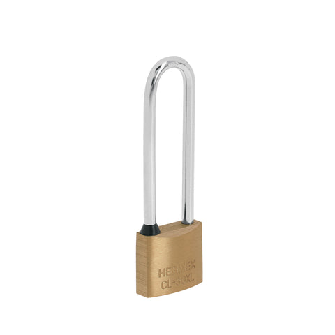 Candado de latón 30 mm gancho extra largo en blíster, HERMEX | CL-30XL | 43440