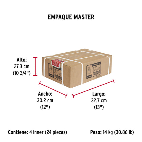 Blíster con 4 candados de latón de 40mm con gancho corto | CL-40X4 | 43445