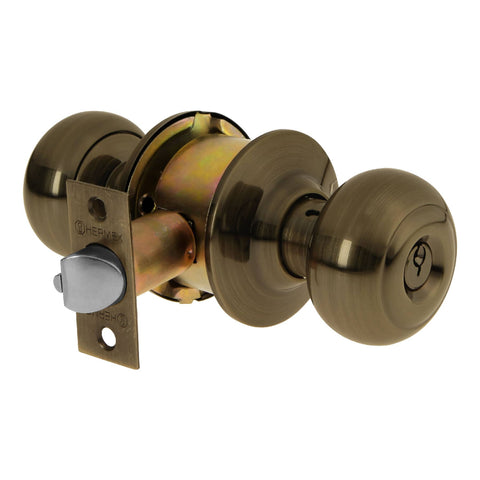 Cerradura tipo oval para recámara, latón antiguo, HERMEX | CEPO-22R | 43455