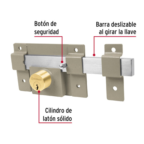 Cerradura de barra libre con 2 llaves estándar, HERMEX | CB-35 | 43500
