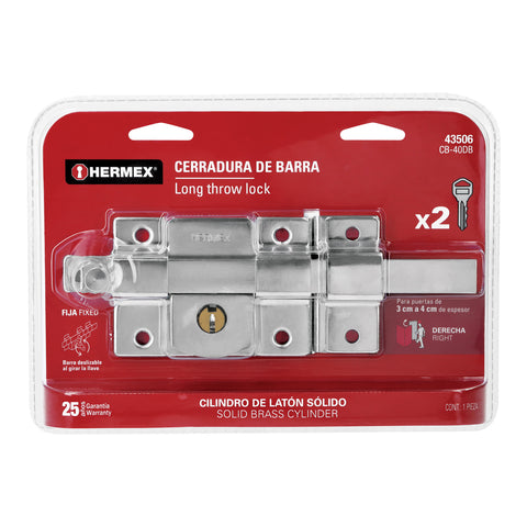 Cerradura de barra fija, derecha, blíster, HERMEX | CB-40DB | 43506