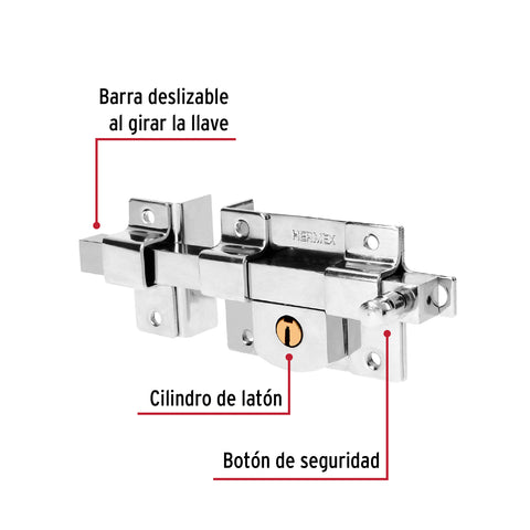 Cerradura de barra fija, izquierda, blíster, HERMEX | CB-40IB | 43508