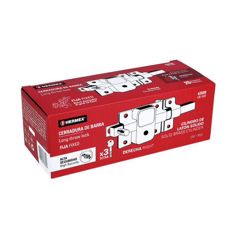 Cerradura de barra fija, llave tetra, derecha, HERMEX | CB-50D | 43509