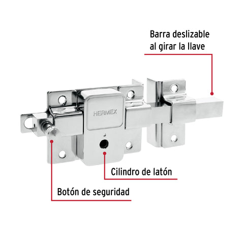 Cerradura de barra fija, llave tetra, derecha, blíster | CB-50DB | 43510