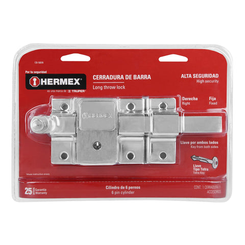Cerradura de barra fija, llave tetra, derecha, blíster | CB-50DB | 43510